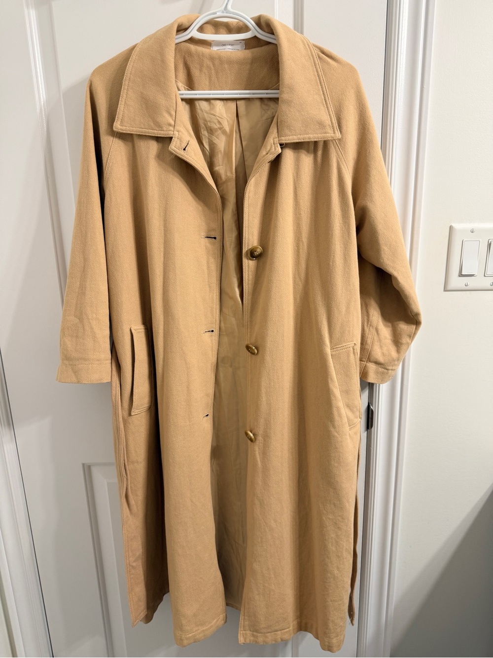 OAK + FORT Tan Lightweight Oversized Trench Coat